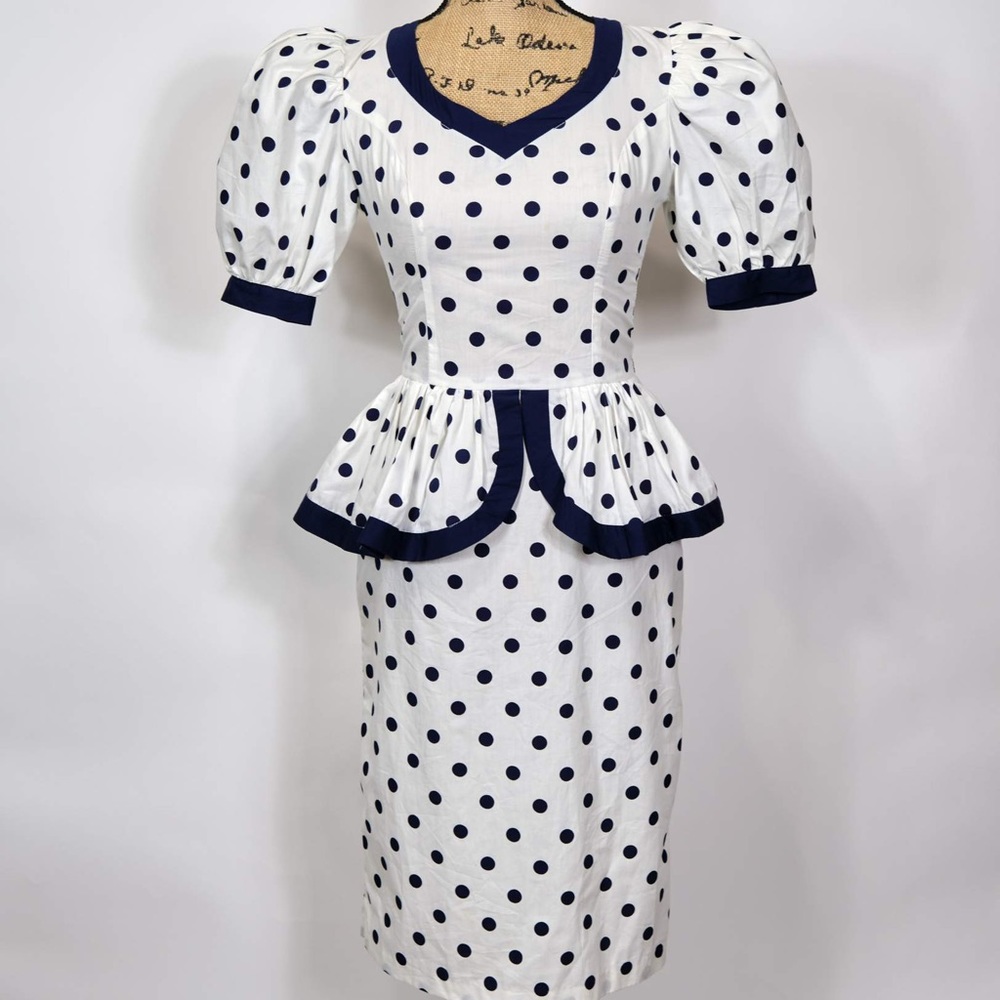 Vintage Polka Dot Peplum Dress